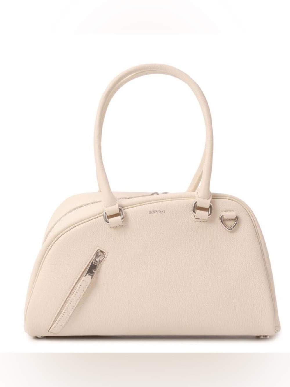 Burberry Cream Pebbled Leather Satchel